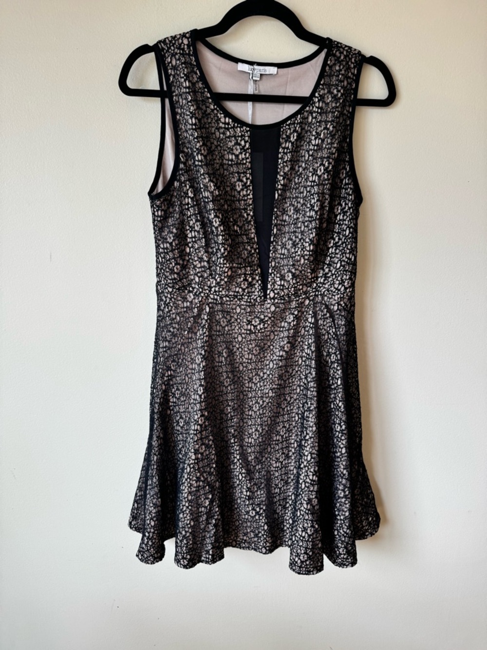 Lucy Paris Black Textured Fit & Flare Mini Dress